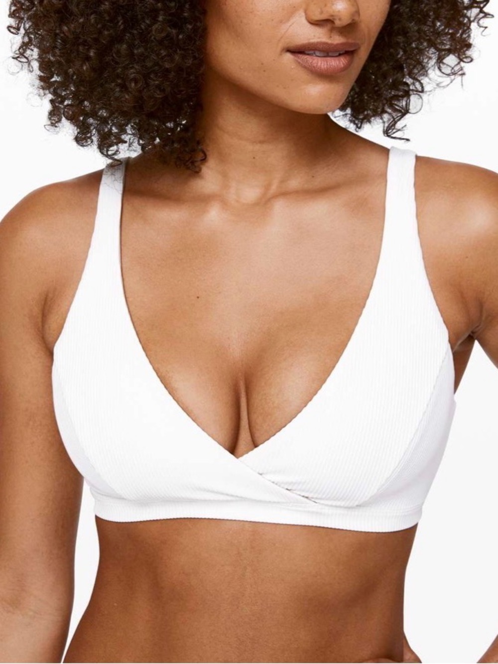 lululemon athletica White Ribbed Wrap-Front Swim Top